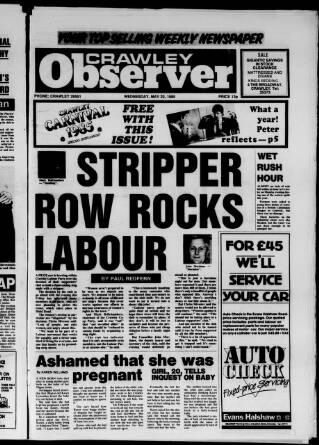 cover page of Crawley and District Observer published on May 22, 1985