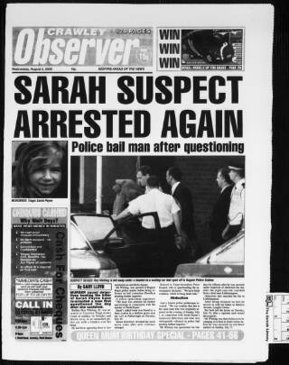 cover page of Crawley and District Observer published on August 2, 2000