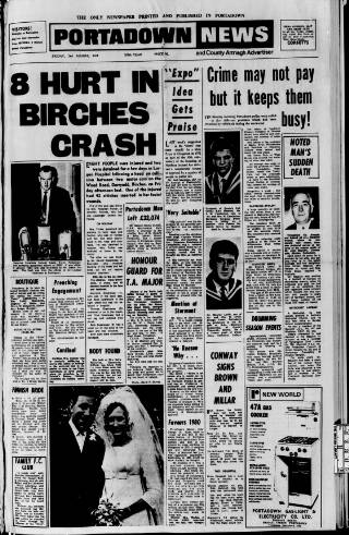 cover page of Portadown News published on August 2, 1968