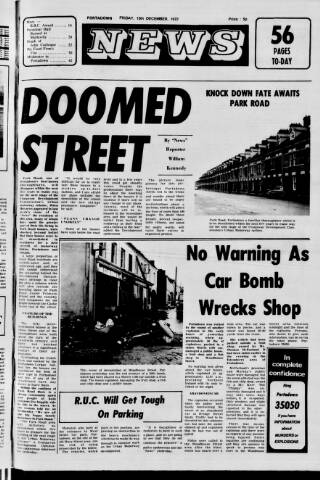 cover page of Portadown News published on December 15, 1972