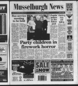 cover page of Musselburgh News published on November 2, 2001