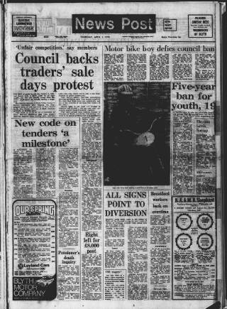cover page of Blyth News published on April 1, 1976