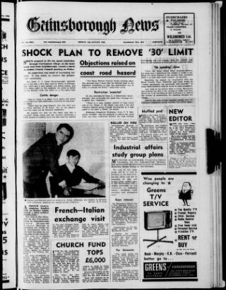 cover page of Retford, Worksop, Isle of Axholme and Gainsborough News published on August 2, 1968