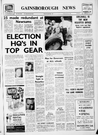 cover page of Retford, Worksop, Isle of Axholme and Gainsborough News published on May 22, 1970