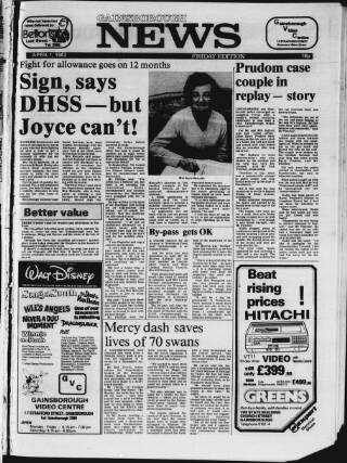 cover page of Retford, Worksop, Isle of Axholme and Gainsborough News published on April 1, 1983