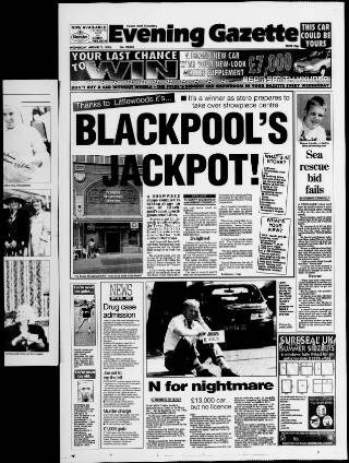 cover page of West Lancashire Evening Gazette published on August 2, 1995