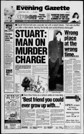 cover page of West Lancashire Evening Gazette published on April 1, 1996