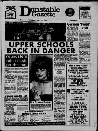 cover page of Dunstable Gazette published on May 22, 1986