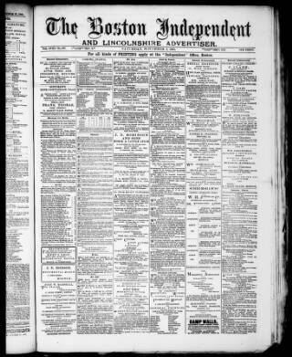 cover page of Boston Independent and Lincolnshire Advertiser published on November 2, 1895