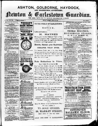 cover page of Newton and Earlestown Guardian published on May 22, 1891