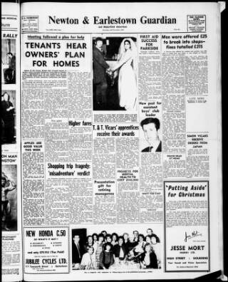 cover page of Newton and Earlestown Guardian published on November 2, 1967