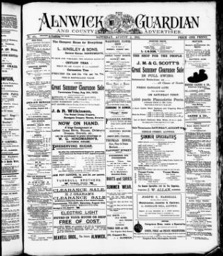 cover page of Alnwick Guardian and County Advertiser published on August 2, 1902