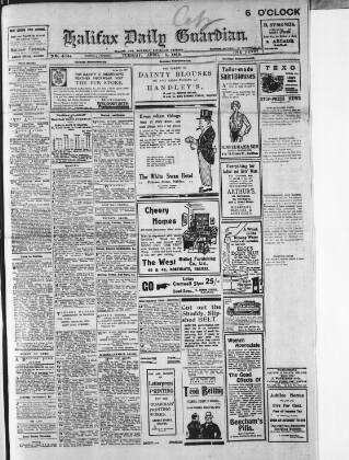cover page of Halifax Daily Guardian published on April 1, 1919