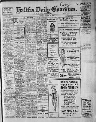cover page of Halifax Daily Guardian published on June 13, 1919