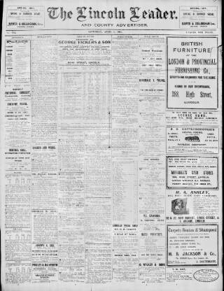 cover page of Lincoln Leader and County Advertiser published on April 1, 1911