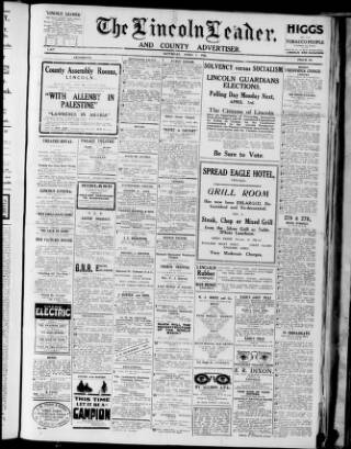 cover page of Lincoln Leader and County Advertiser published on April 1, 1922