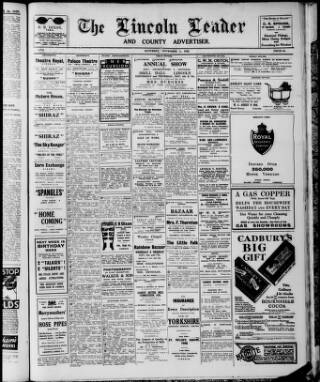 cover page of Lincoln Leader and County Advertiser published on November 2, 1929