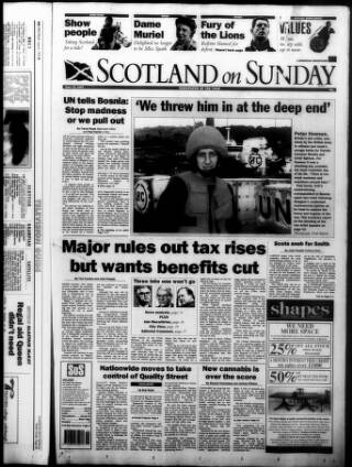 cover page of Scotland on Sunday published on June 13, 1993