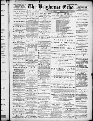 cover page of Brighouse Echo published on August 2, 1889