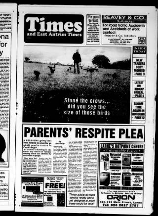 cover page of Carrick Times and East Antrim Times published on May 22, 2003