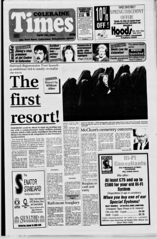 cover page of Coleraine Times published on April 1, 1992