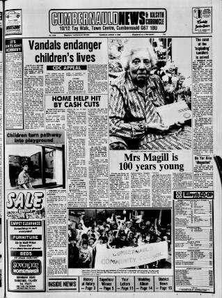 cover page of Cumbernauld News published on August 2, 1984