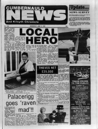 cover page of Cumbernauld News published on June 13, 1990