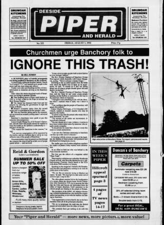 cover page of Deeside Piper published on August 2, 1991