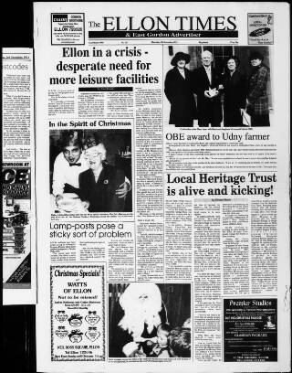 cover page of Ellon Times & East Gordon Advertiser published on December 9, 1993