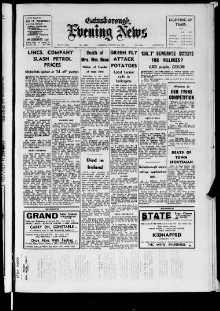 cover page of Gainsborough Evening News published on August 2, 1960