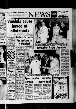 cover page of Gainsborough Evening News published on June 13, 1979