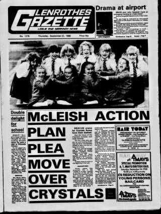 cover page of Glenrothes Gazette published on September 22, 1988