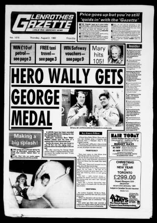 cover page of Glenrothes Gazette published on August 2, 1990