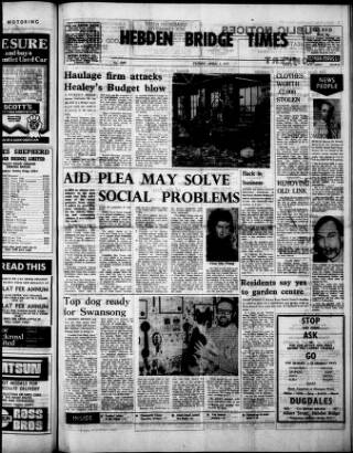 cover page of Hebden Bridge Times published on April 1, 1977