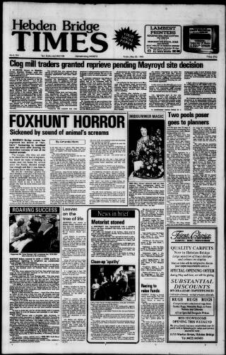 cover page of Hebden Bridge Times published on May 22, 1992