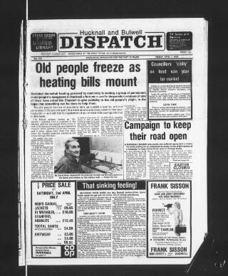 cover page of Hucknall Dispatch published on April 1, 1983