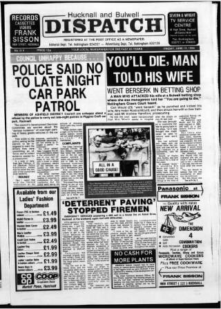 cover page of Hucknall Dispatch published on June 13, 1986