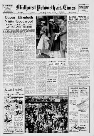cover page of Midhurst and Petworth Observer published on August 2, 1952