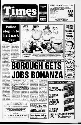 cover page of Newtownabbey Times and East Antrim Times published on June 13, 1996