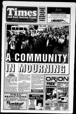 cover page of Newtownabbey Times and East Antrim Times published on August 2, 2001