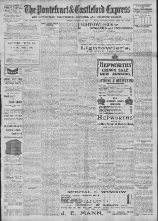cover page of Pontefract & Castleford Express published on August 18, 1911