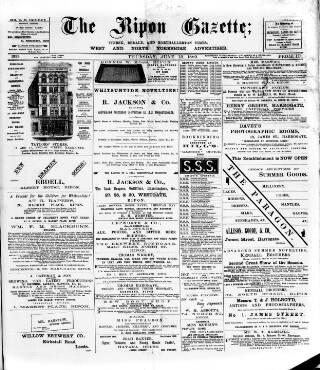 cover page of Ripon Gazette published on June 13, 1889