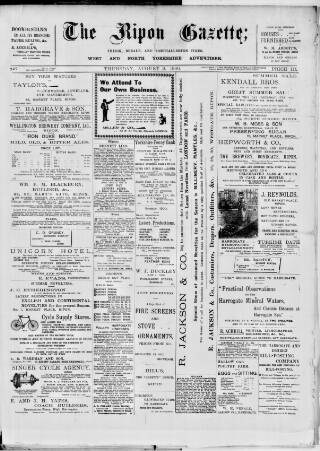 cover page of Ripon Gazette published on August 2, 1900