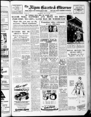 cover page of Ripon Gazette published on May 22, 1958