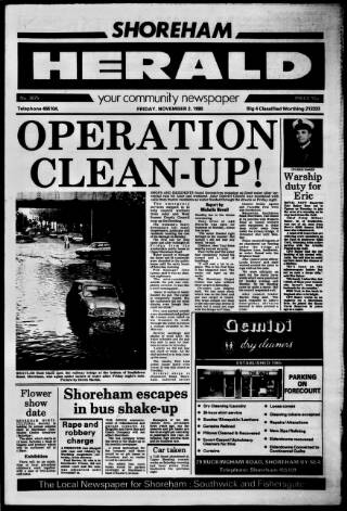 cover page of Shoreham Herald published on November 2, 1990