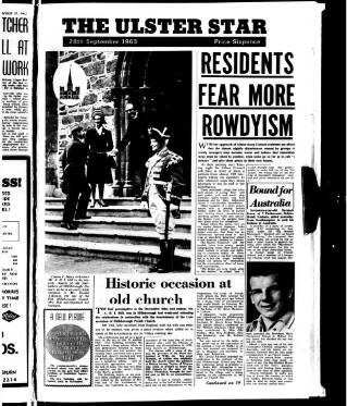 cover page of Ulster Star published on September 28, 1963
