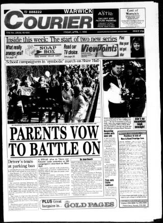 cover page of Warwick Courier published on April 1, 1994