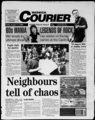 cover page of Warwick Courier published on August 2, 2002