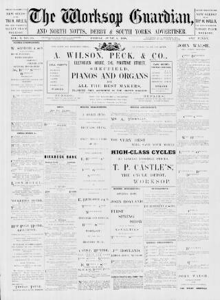 cover page of Worksop Guardian published on June 3, 1898