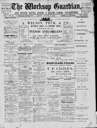 cover page of Worksop Guardian published on August 26, 1898